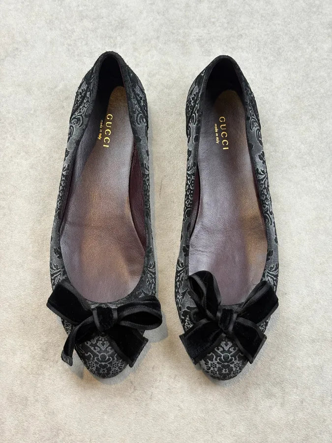 Gucci Grey Avant-Garde Dark Ballet Flats sMPLpqu 1
