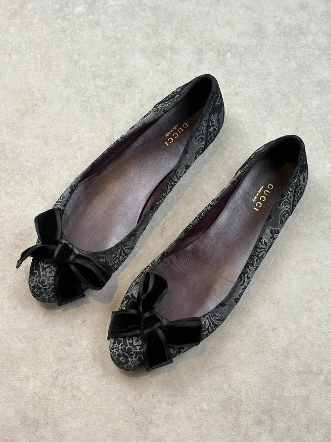 Gucci Grey Avant-Garde Dark Ballet Flats sMPLpqu 2