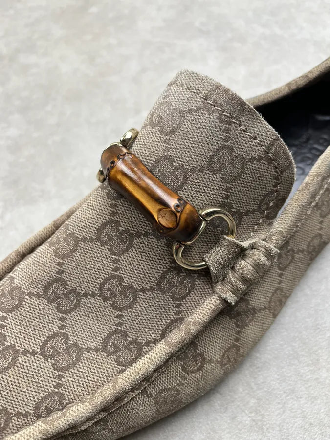 Gucci Bamboo Monogram Beige Loafer Shoes KUxDWAF 3