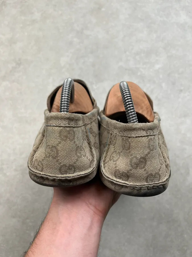 Gucci Bamboo Monogram Beige Loafer Shoes KUxDWAF 5
