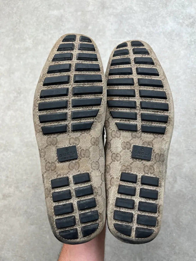 Gucci Bamboo Monogram Beige Loafer Shoes KUxDWAF 6