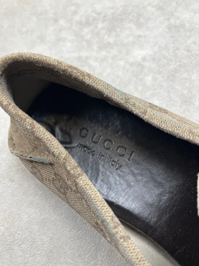 Gucci Bamboo Monogram Beige Loafer Shoes KUxDWAF 8