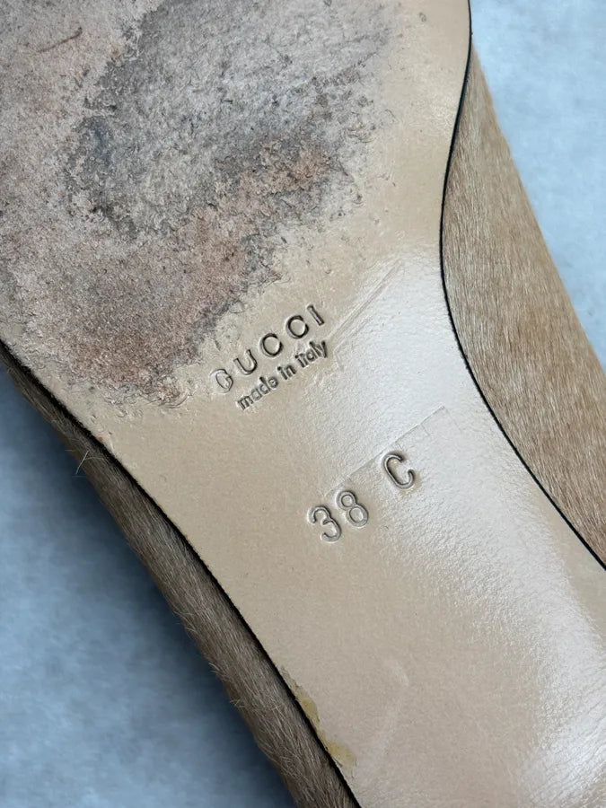 2000s Gucci Beige Pony Hair Bow Heels cvIhTnP 8