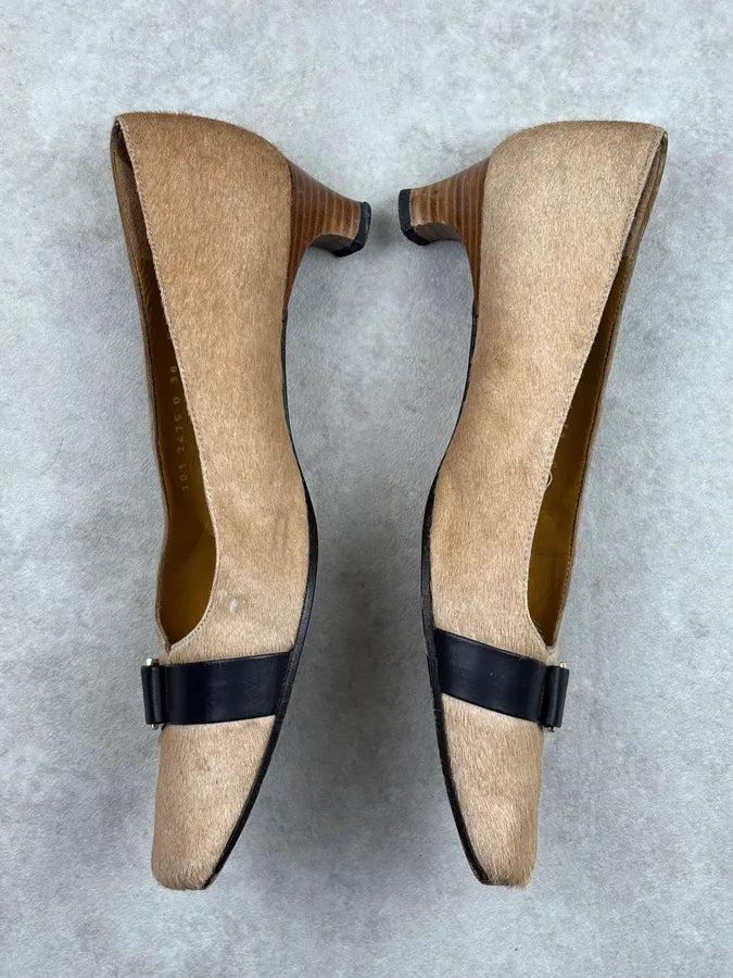 2000s Gucci Beige Pony Hair Bow Heels cvIhTnP 4