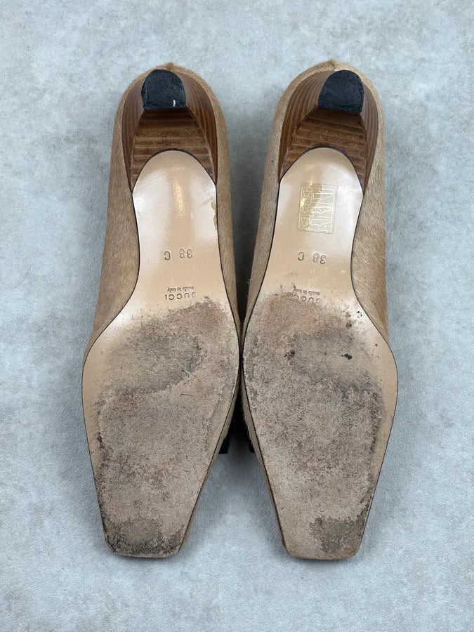 2000s Gucci Beige Pony Hair Bow Heels cvIhTnP 7