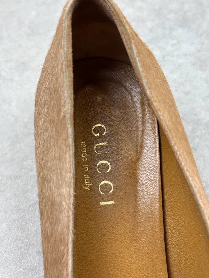 2000s Gucci Beige Pony Hair Bow Heels cvIhTnP 6
