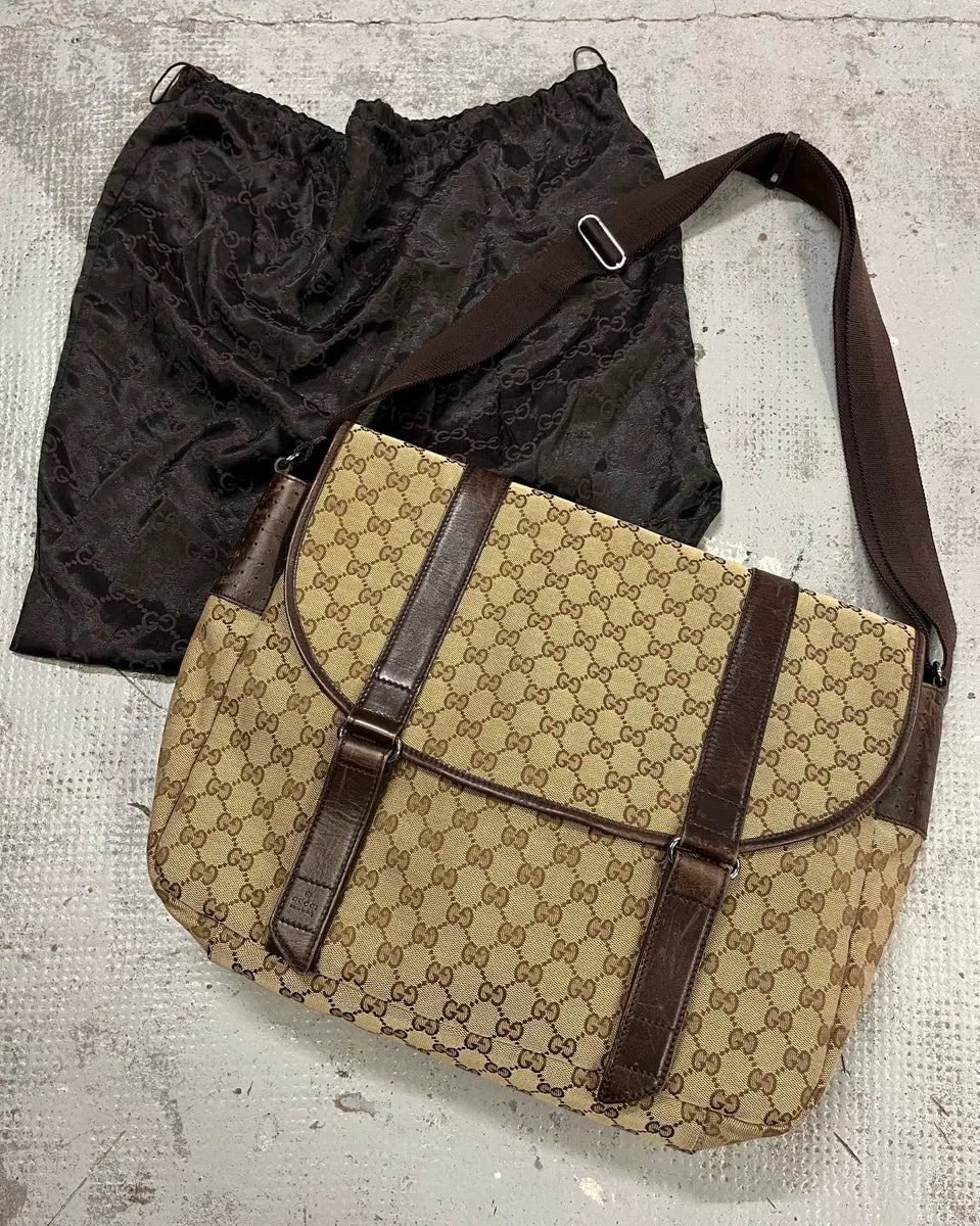 Gucci Beige Canvas Monogram Messenger Bag yPlkQKM 0