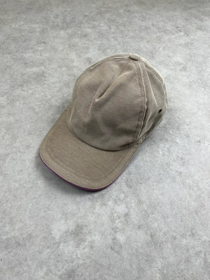 Gucci Beige Cotton Canvas Purple Logo Hat PUjuTKF 2