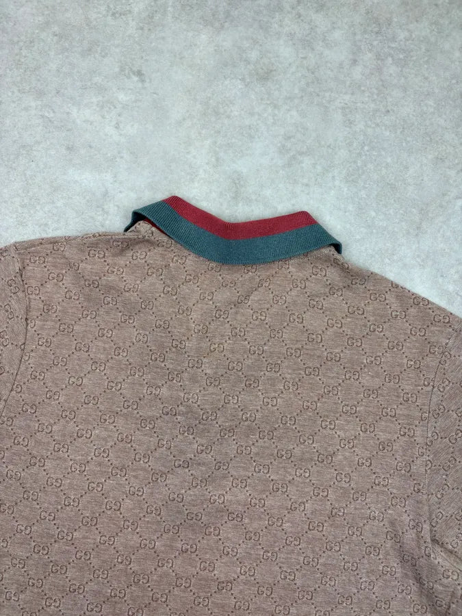 2000s Gucci Beige Monogram Polo Shirt NmIoeUh 5