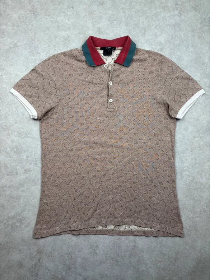 2000s Gucci Beige Monogram Polo Shirt NmIoeUh 0