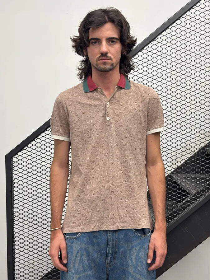 2000s Gucci Beige Monogram Polo Shirt NmIoeUh 1