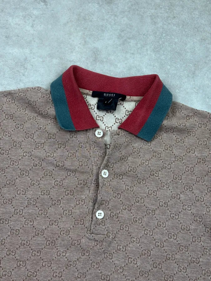 2000s Gucci Beige Monogram Polo Shirt NmIoeUh 3