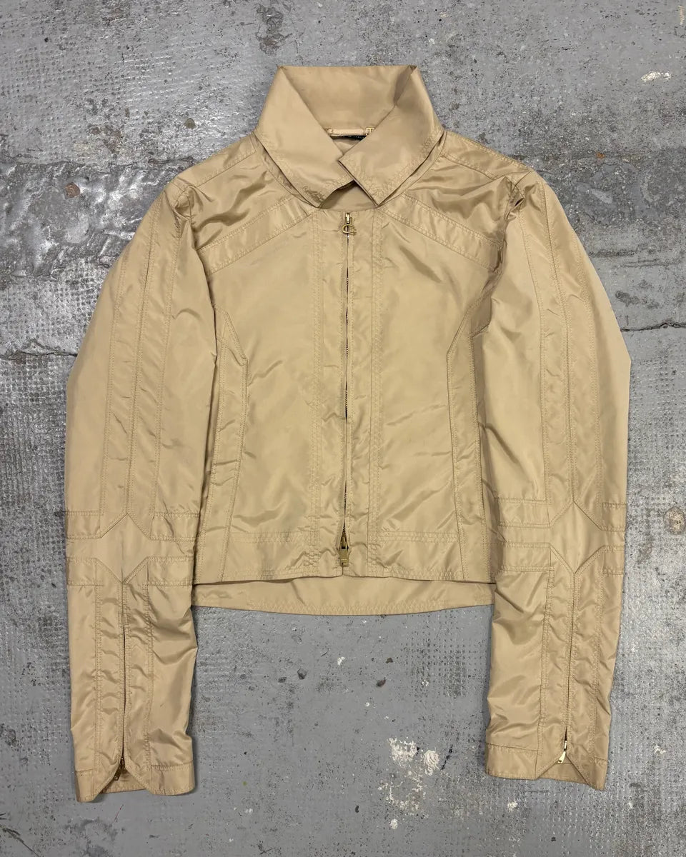 SS2004 Gucci Beige Cropped Nylon Jacket gYtqUIc 0