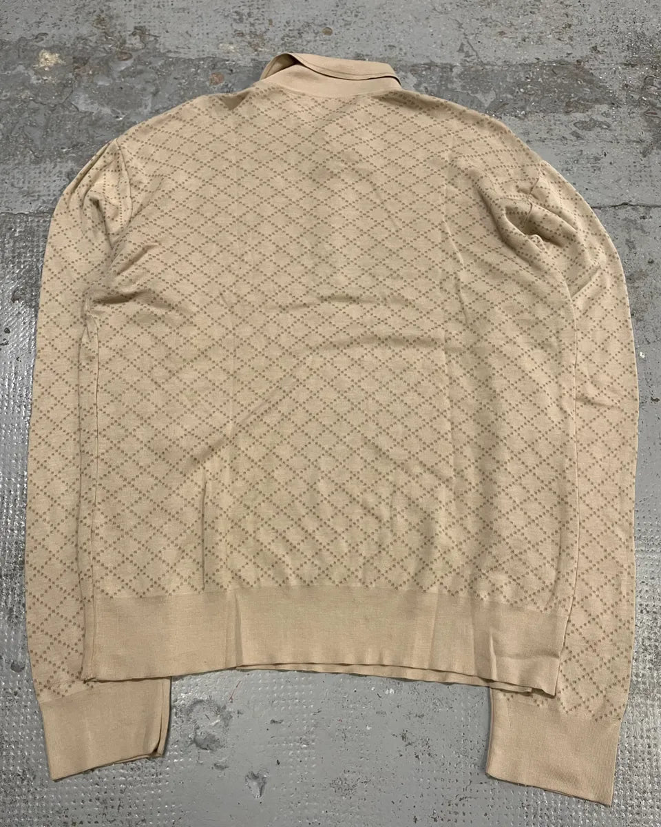 Gucci Beige Jacquard Longsleeve Polo Sweater etsjpvC 6