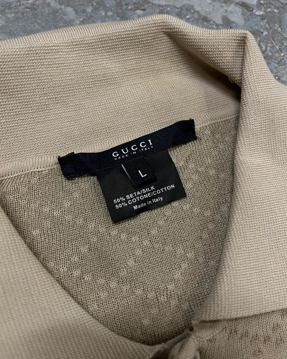 Gucci Beige Jacquard Longsleeve Polo Sweater etsjpvC 7