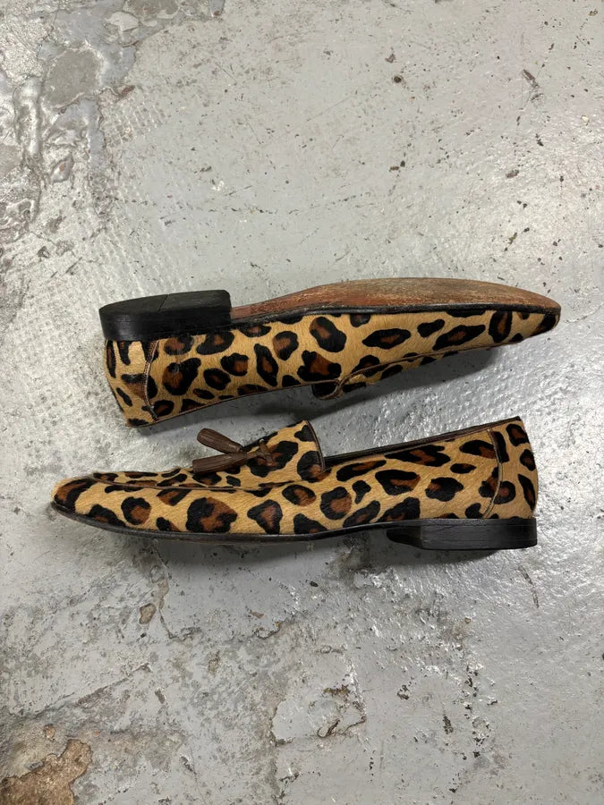 2010s Gucci Beige Leopard Calf Hair Loafers SunZkDd 6