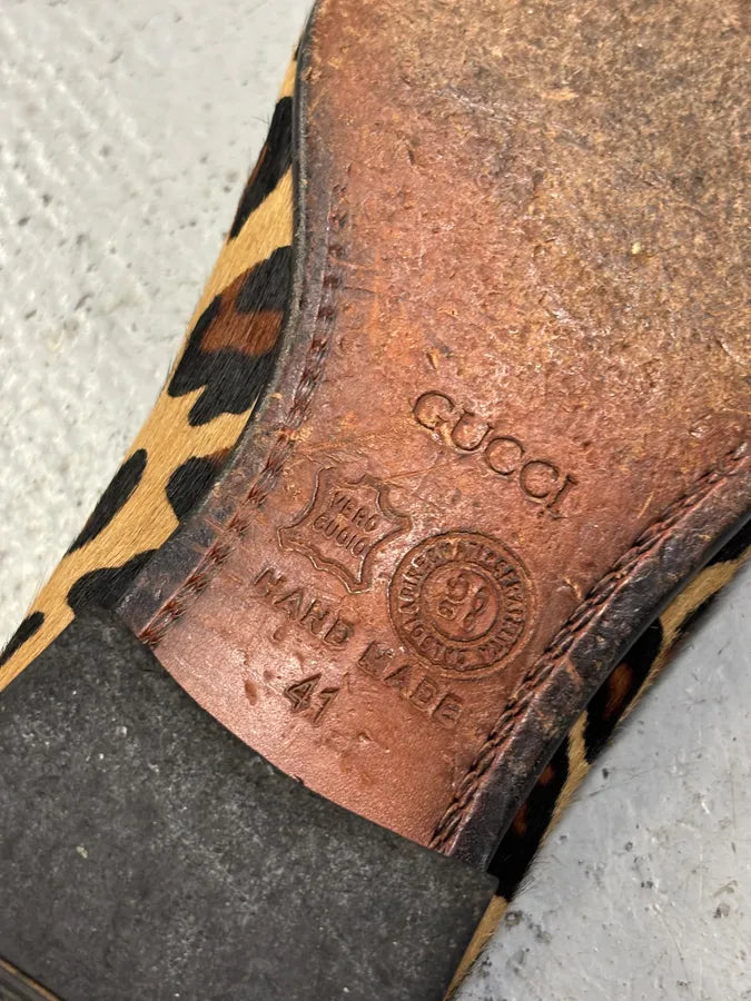 2010s Gucci Beige Leopard Calf Hair Loafers SunZkDd 11