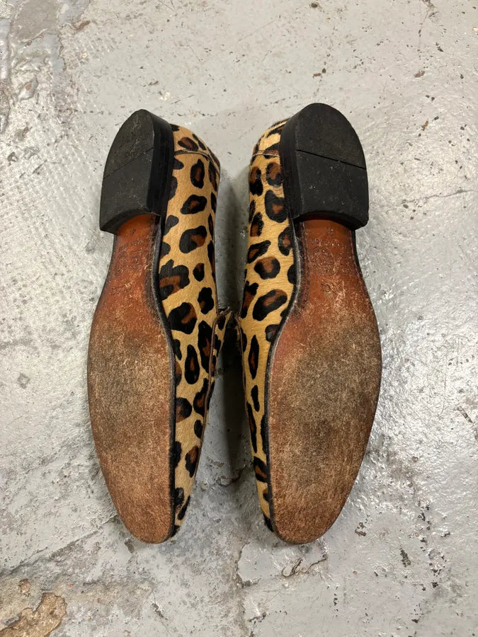 2010s Gucci Beige Leopard Calf Hair Loafers SunZkDd 9