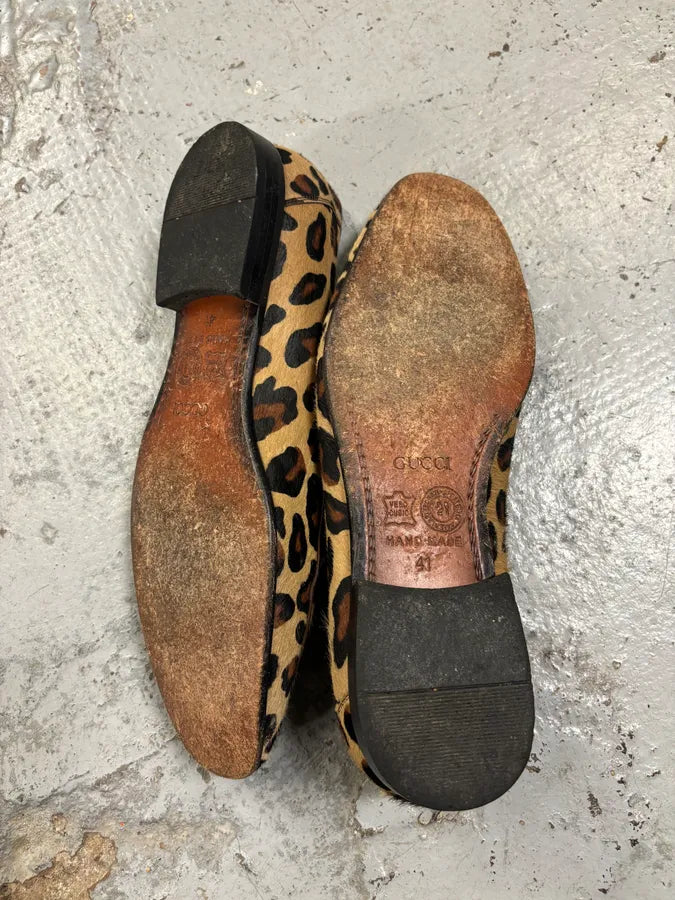 2010s Gucci Beige Leopard Calf Hair Loafers SunZkDd 8