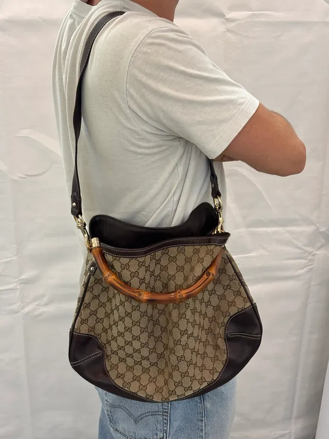 2000s Gucci Beige Monogram Peggy Hobo Bag yFbtnMn 2