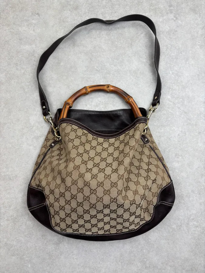 2000s Gucci Beige Monogram Peggy Hobo Bag yFbtnMn 0