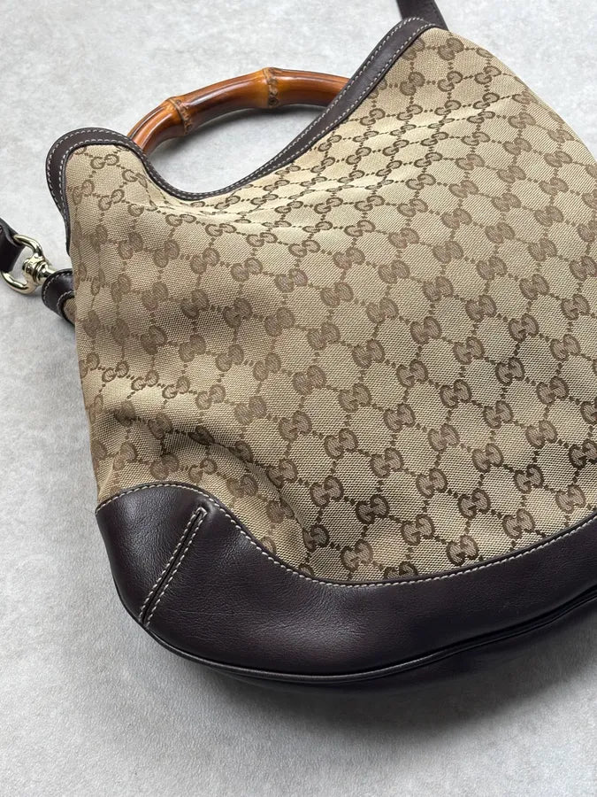 2000s Gucci Beige Monogram Peggy Hobo Bag yFbtnMn 11