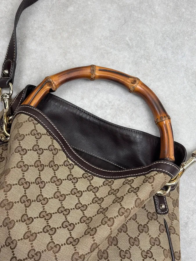2000s Gucci Beige Monogram Peggy Hobo Bag yFbtnMn 5