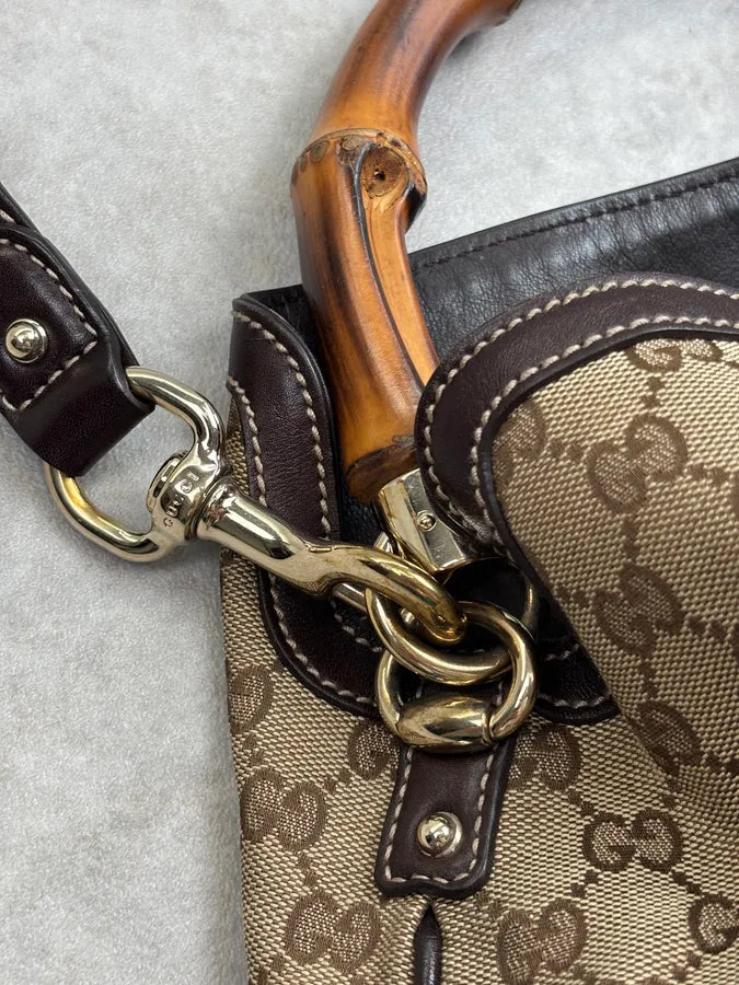 2000s Gucci Beige Monogram Peggy Hobo Bag yFbtnMn 7