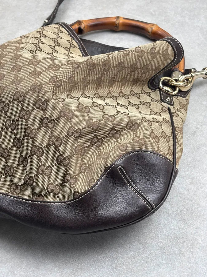2000s Gucci Beige Monogram Peggy Hobo Bag yFbtnMn 6