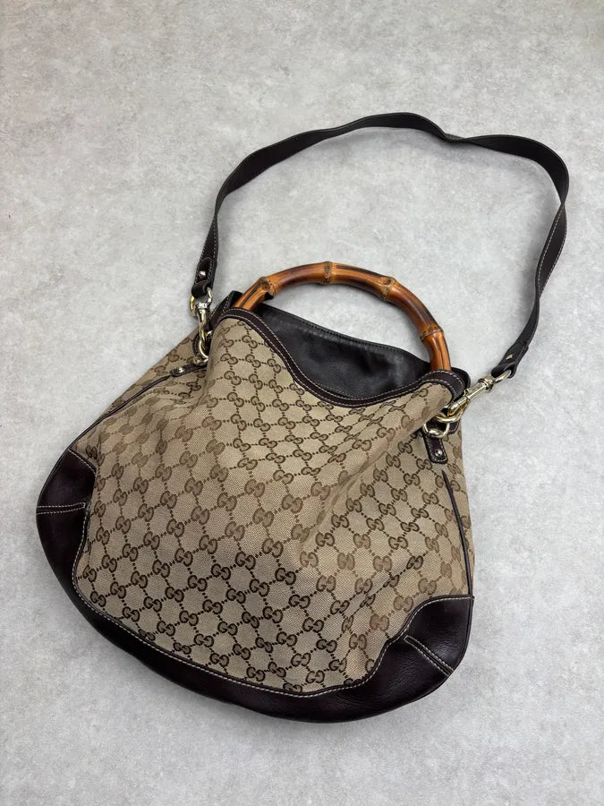 2000s Gucci Beige Monogram Peggy Hobo Bag yFbtnMn 3