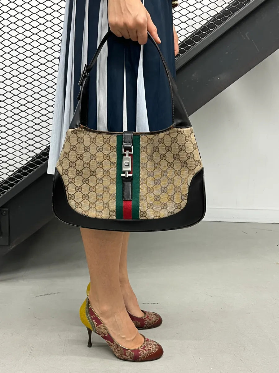 Gucci Beige Signature Monogram Jacquard Jackie Bag hLkDVmi 1