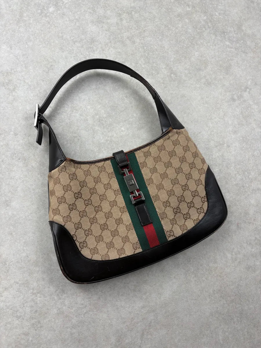 Gucci Beige Signature Monogram Jacquard Jackie Bag hLkDVmi 3