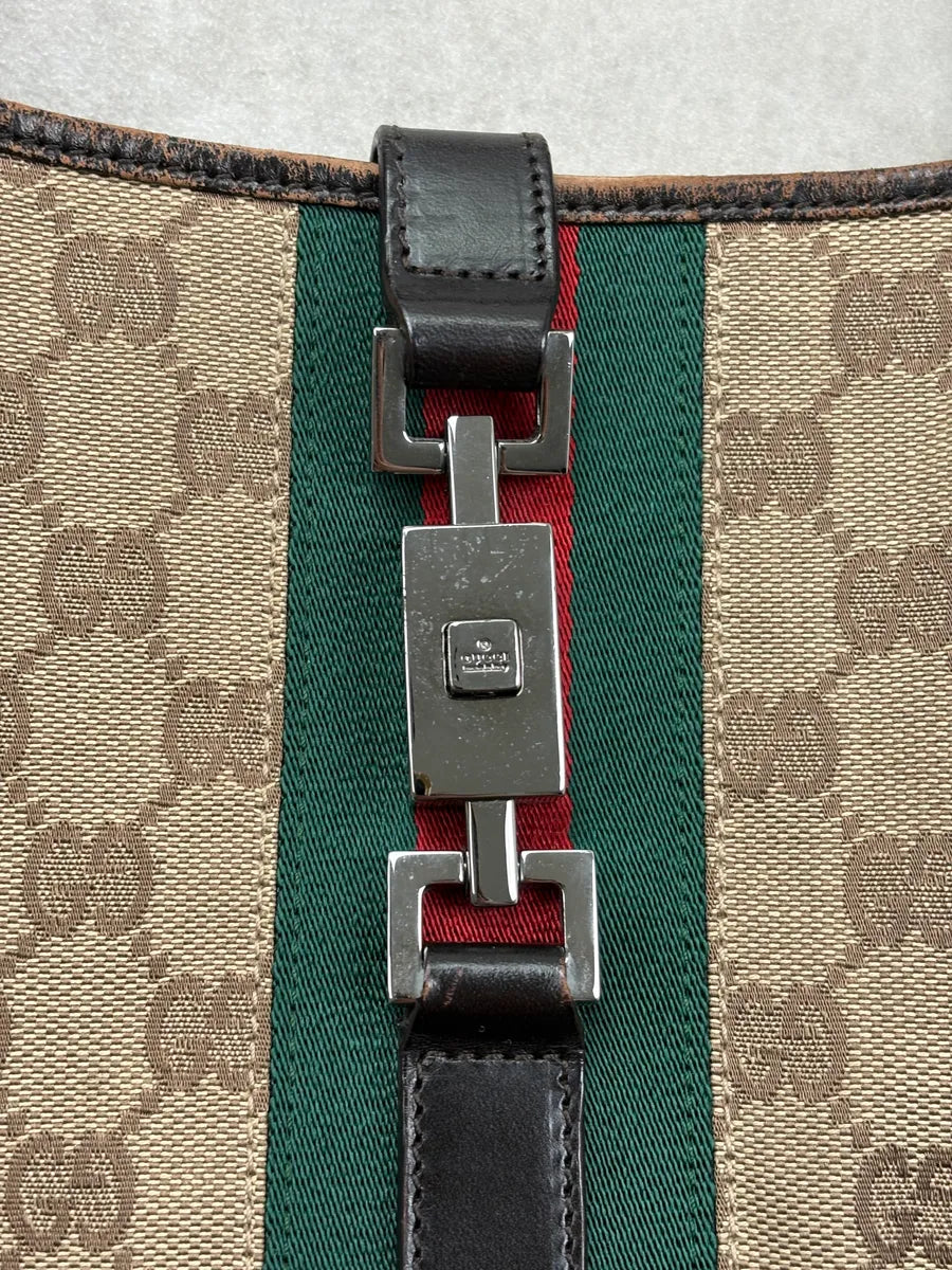 Gucci Beige Signature Monogram Jacquard Jackie Bag hLkDVmi 7