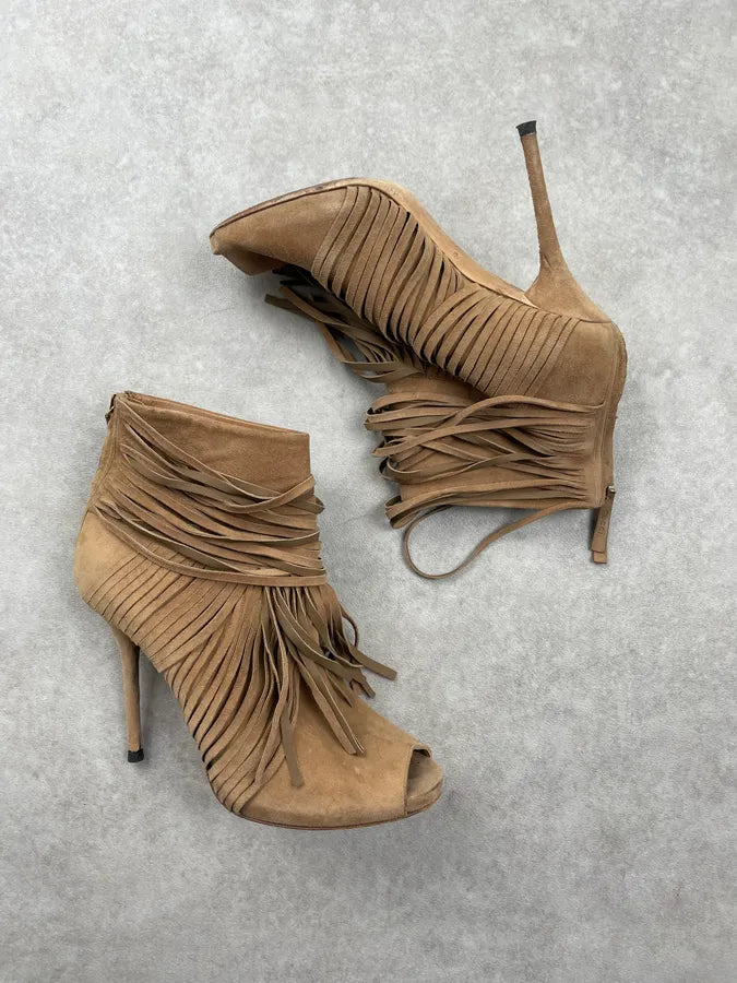 AW2014 Gucci Beige Suede Fringe Heels by Frida Giannini FwGQhTb 1