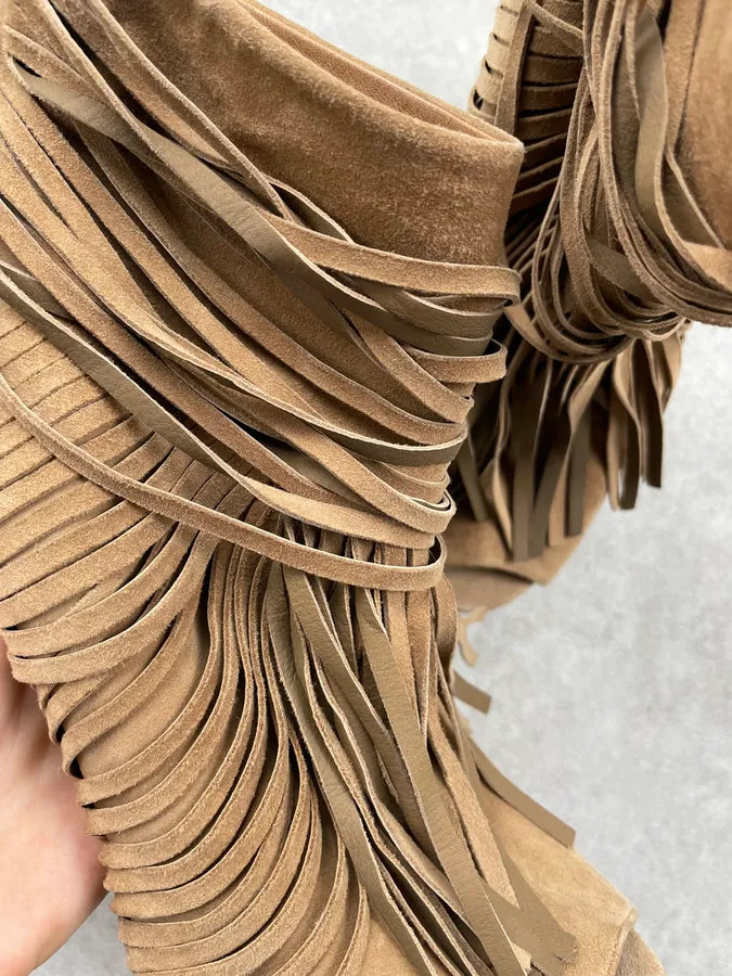AW2014 Gucci Beige Suede Fringe Heels by Frida Giannini FwGQhTb 2