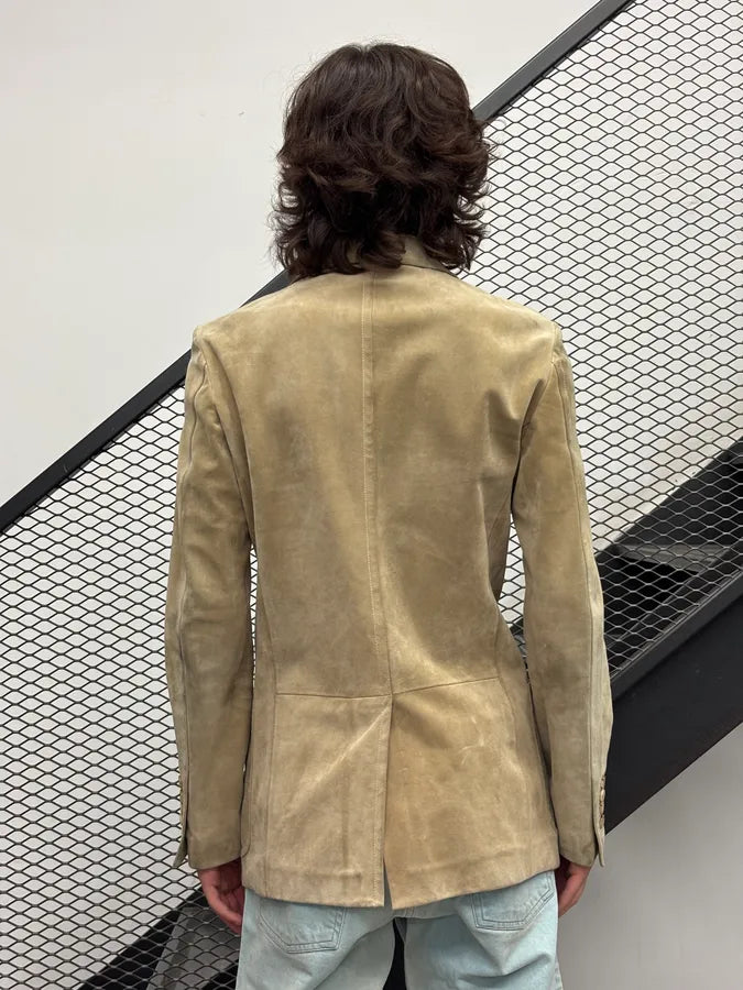 AW2003 Gucci Beige Suede Leather Blazer Jacket by Tom Ford UabBSRb 2