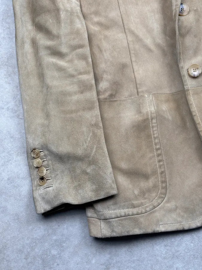 AW2003 Gucci Beige Suede Leather Blazer Jacket by Tom Ford UabBSRb 8