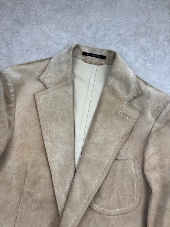 AW2003 Gucci Beige Suede Leather Blazer Jacket by Tom Ford UabBSRb 5