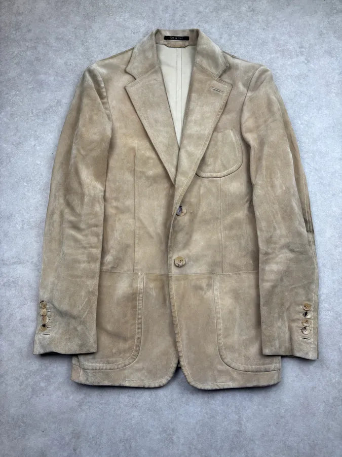 AW2003 Gucci Beige Suede Leather Blazer Jacket by Tom Ford UabBSRb 3