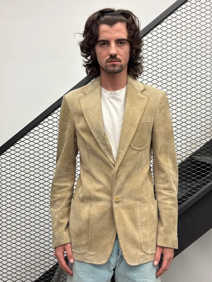 AW2003 Gucci Beige Suede Leather Blazer Jacket by Tom Ford UabBSRb 1