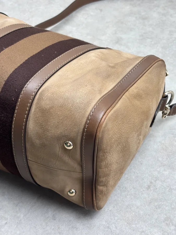 Gucci Beige Suede Striped Handle Boston Bag MGqERQU 18