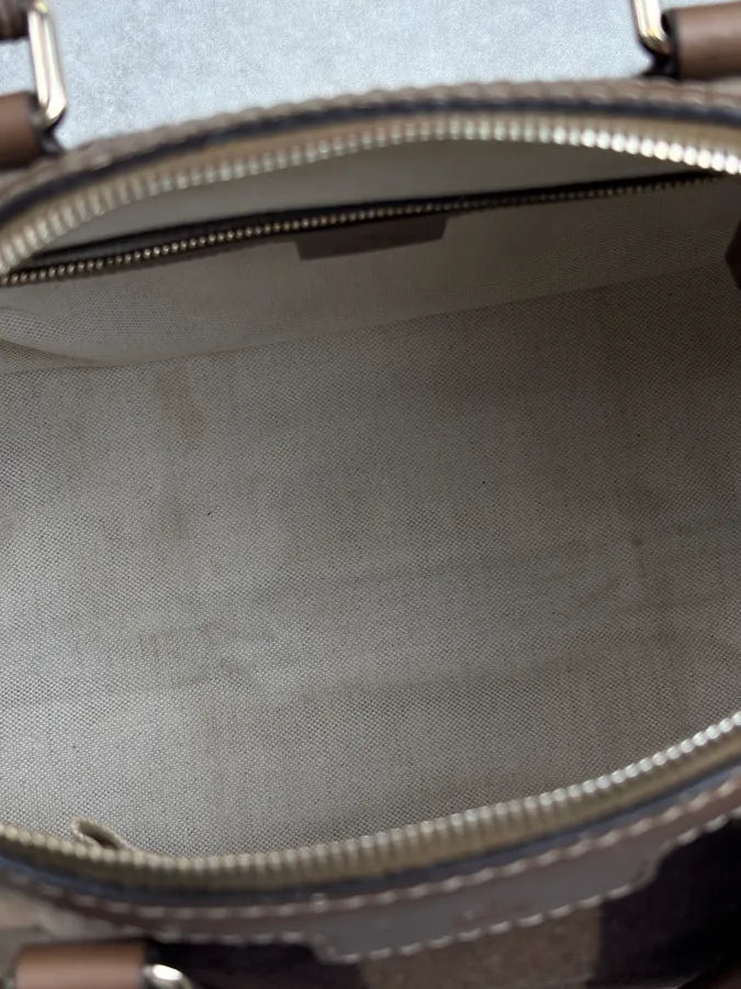 Gucci Beige Suede Striped Handle Boston Bag MGqERQU 20