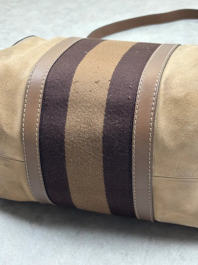 Gucci Beige Suede Striped Handle Boston Bag MGqERQU 17