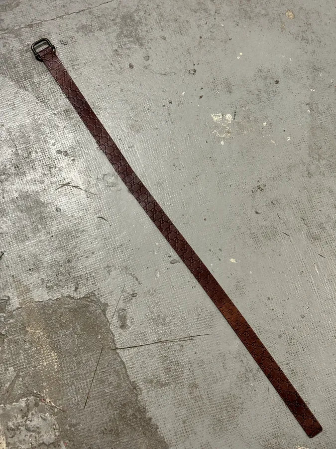 2000s Gucci Monogram Brown Leather Belt vWaMxTR 9