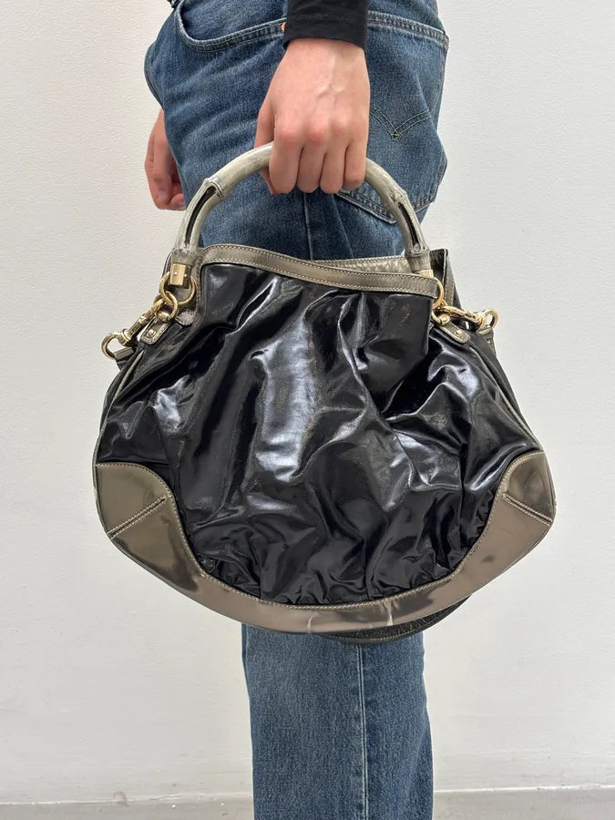 AW2008 Gucci Black & Silver Bamboo Painted Indy Handle Bag by Frida Giannini lbxBWzG 2