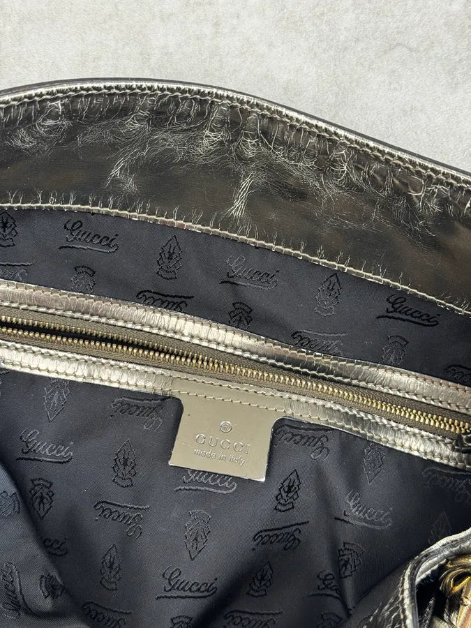 AW2008 Gucci Black & Silver Bamboo Painted Indy Handle Bag by Frida Giannini lbxBWzG 10