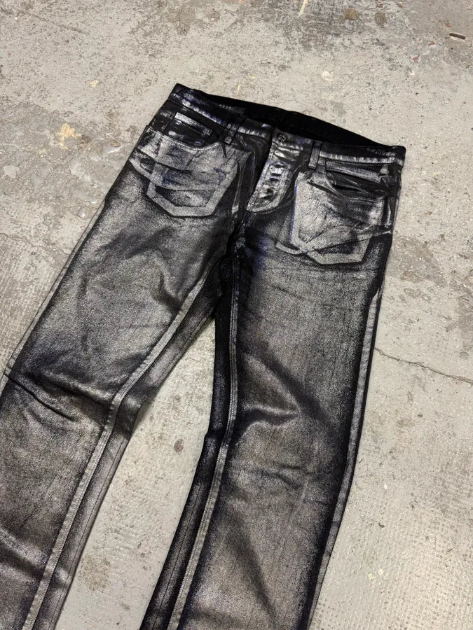 Gucci Black & Silver Skinny Trompe L’oeil Jeans vcSaIOD 4