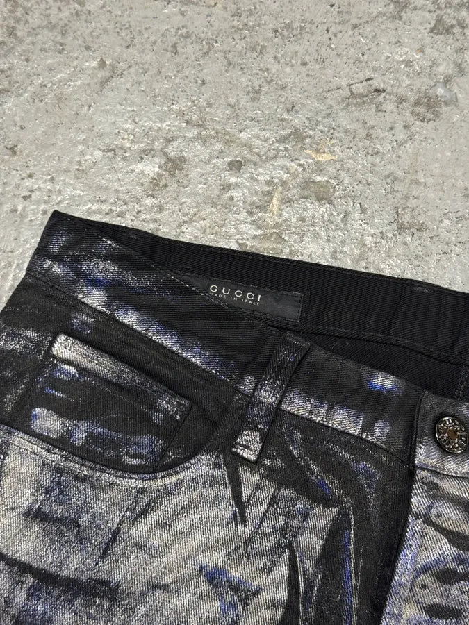 Gucci Black & Silver Skinny Trompe L’oeil Jeans vcSaIOD 8