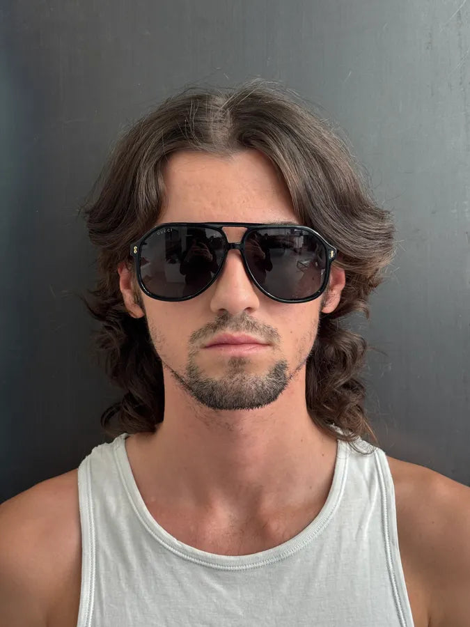 Gucci Black Acetate Aviator Sunglasses PxzYcKx 1