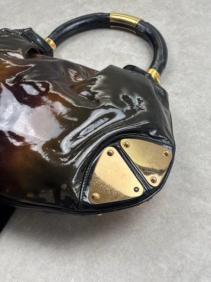 AW2008 Gucci Black & Burgundy Patent Leather Indy Shoulder Bag by Frida Giannini KvuwYpX 13